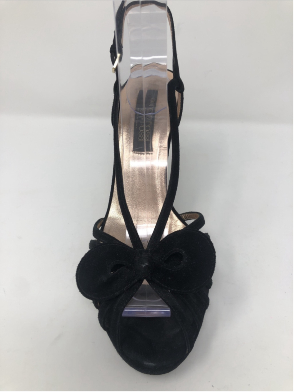 sergio rossi black suede 6 bow strappy